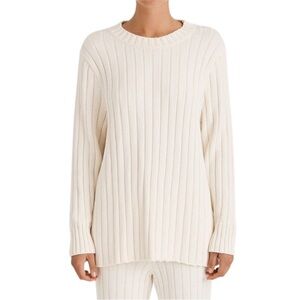 Zulu & Zephyr Ribbed Cotton Cream Thick Knit Sweater Size 6 Minimalist